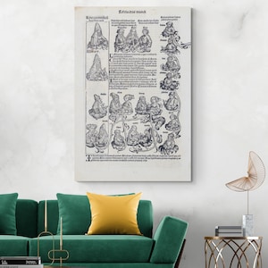 Douze tribus d'Israël - Impression d'art d'arbre généalogique biblique de la chronique de Nuremberg de 1493 | Décoration d'histoire de généalogie chrétienne | Affiche d'art