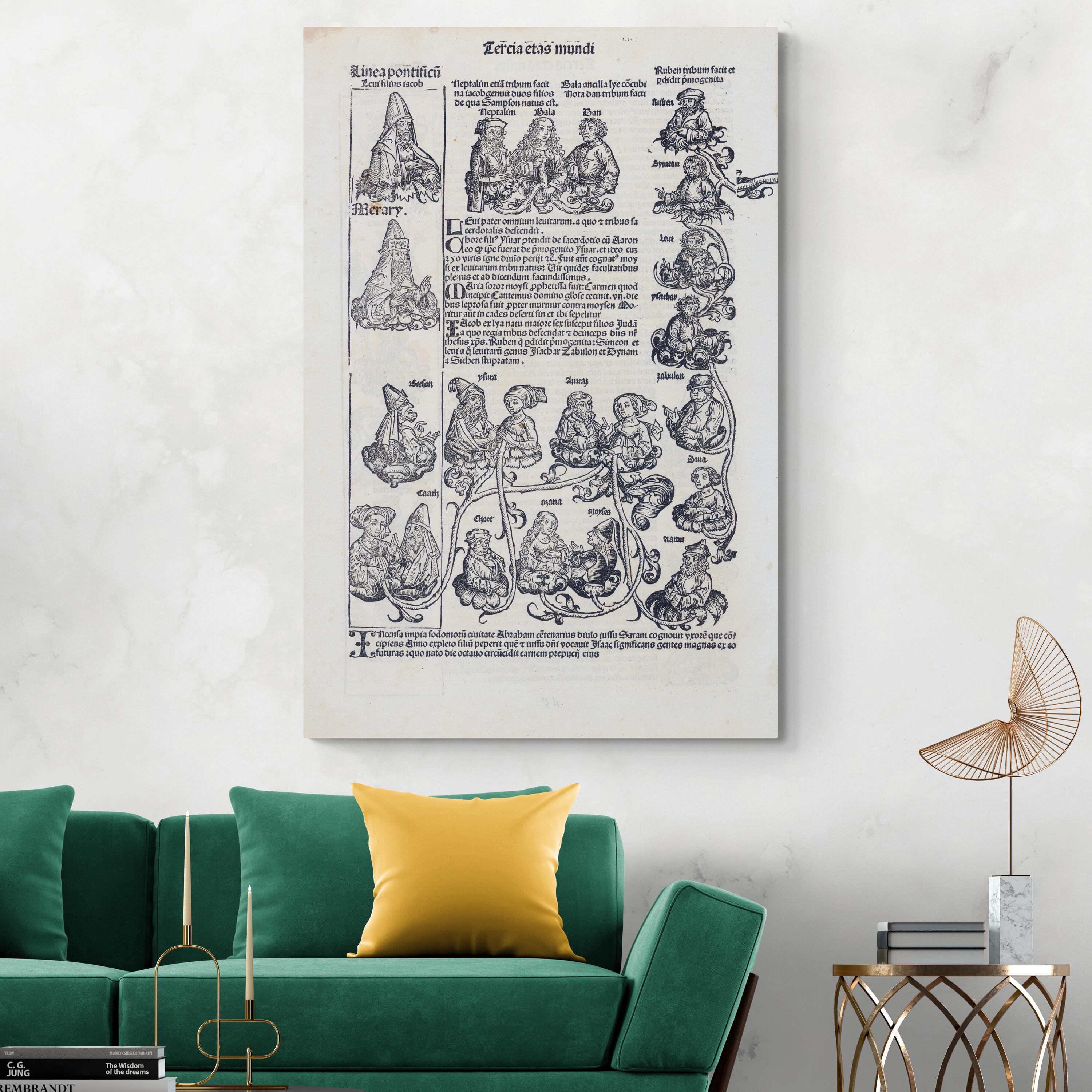 Twelve Tribes of Israel – 1493 Nuremberg Chronicle Biblical Family Tree Art Print | Christian Genealogy History Decor | Fine Art Poster