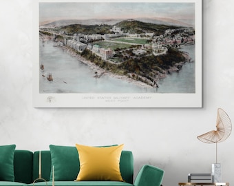 West Point Military Academy – 1908 Richard Rummell Campus View Art Print | American History Decor | Vintage U.S. Army College Artwork