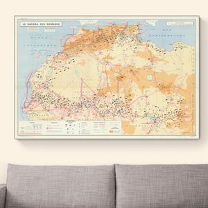サハラ砂漠の民族誌的絵画地図 遊牧民 サハラの歴史 人類学 地図作成 装飾 美術印刷