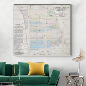 1875 Kaart van Midtown South Neighborhood Manhattan New York City cartografie geschiedenis NYC decor Fine Art Print