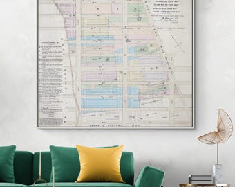 1875 John Bute Holmes NYC Map – Midtown Manhattan – Penn Station & Fashion District – 30th to 40th St – 6th to 8th Ave Estate Farm Survey