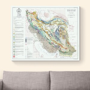 1973 Geological Map of Iran – Middle Eastern Cartography Detailing Oil ...