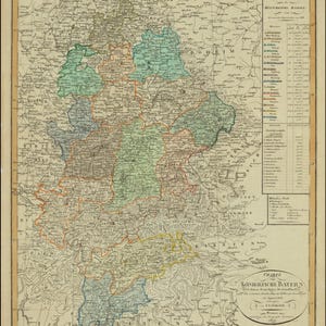 1808 Map of the Kingdom of Bavaria Historical European Geography ...