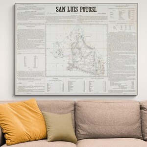 1858 Kaart van San Luis Potosí Mexico Centraal-Amerikaanse geografie Mexicaanse geschiedenis cartografie decor Fine Art Print