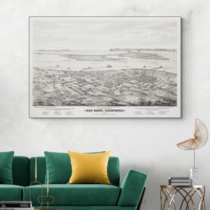 1876 Landkarte von San Diego Kalifornien amerikanische Geschichte Kartographie Dekor Fine Art Print
