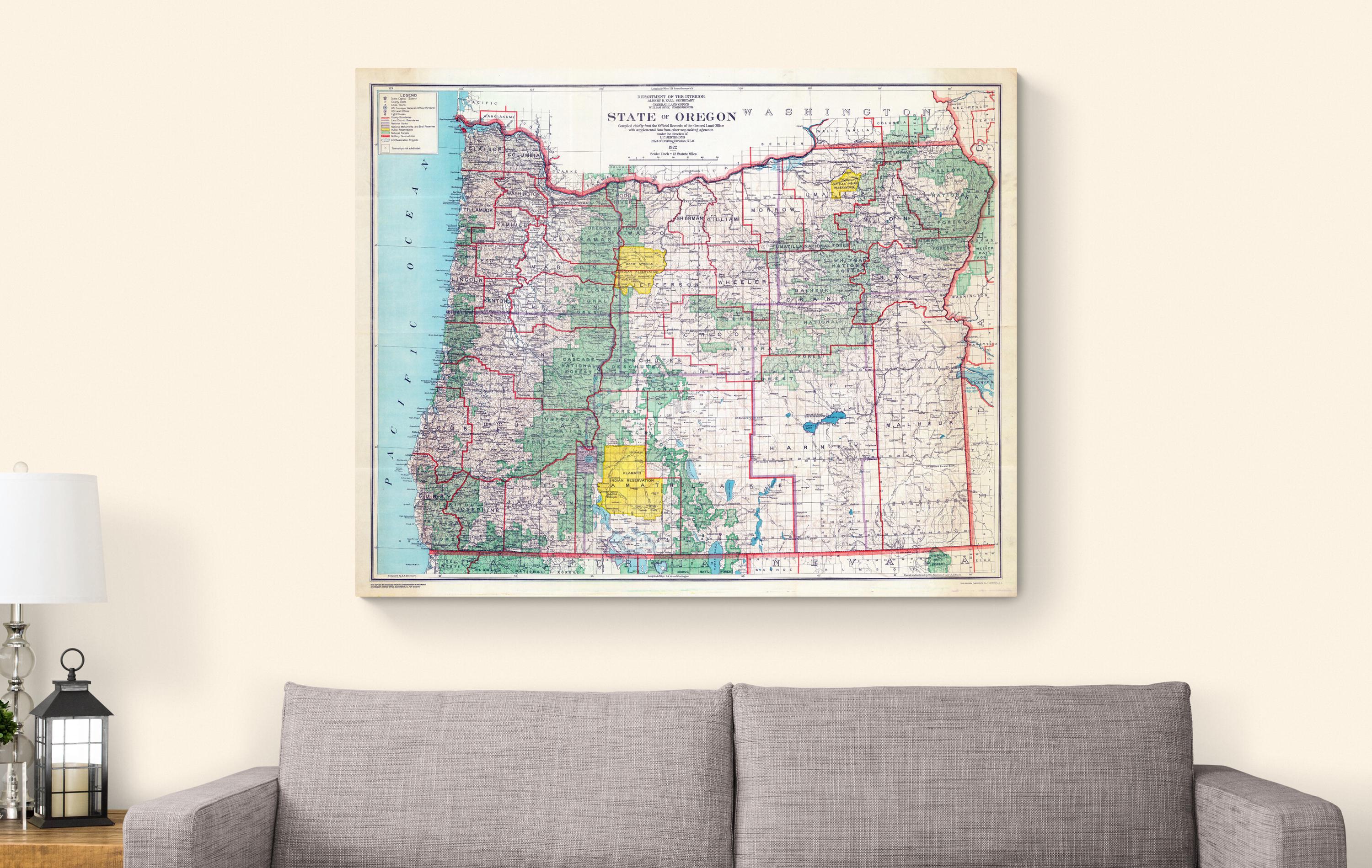 1922 Map of Oregon – Early 20th Century State Cartography Showing ...