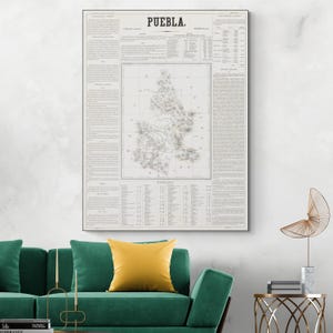 1858 Map of Puebla Mexico – Historic Cartography Showing City of Puebla, Regional Borders, and Terrain in 19th Century Central Mexico