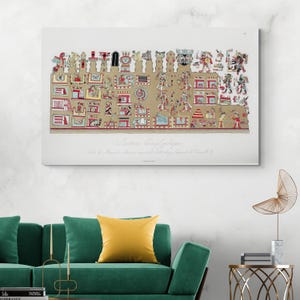 Grafiek van Azteekse Nahuatl schrift hiërogliefen symbolen inheemse Meso-Amerikaanse geschiedenis decor Fine Art Print