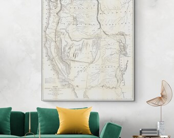 Carte de 1848 de l'Oregon et de la Haute-Californie par Frémont & Preuss - Carte historique de l'époque de la ruée vers l'or montrant l'Eldorado, les routes et les frontières entre les États-Unis et le Mexique