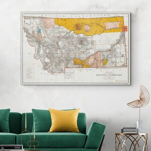 Mapa do Território de Montana de 1887, Cartografia dos Estados Americanos, História, Decoração, Impressão de Belas Artes