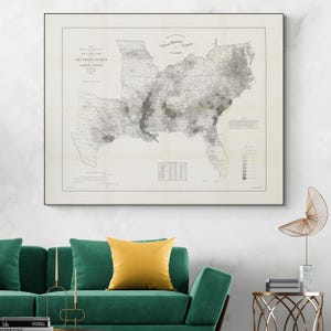 1860 Slave Population Map – Southern U.S. Census Cartography Art Print | Civil War History Decor | Antique American Fine Art Poster