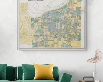 1912 Karte von Kansas City, Missouri - Historische Stadtentwicklung, Straßennetz & Transport Wachstum im amerikanischen Mittleren Westen Anfang des 20