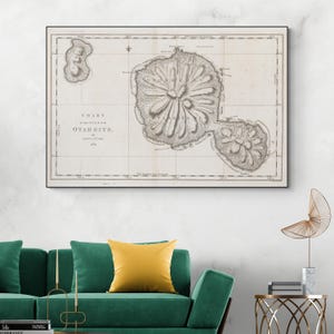 Mapa de James Cook de 1785 do Taiti, Oceania, Polinésia Francesa, História da Cartografia, Impressão de Belas Artes