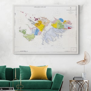 Carte des îles Malouines, îles Malouines, 1928, Amérique du Sud, Argentine, Britannique, histoire maritime, décor, impression d'art