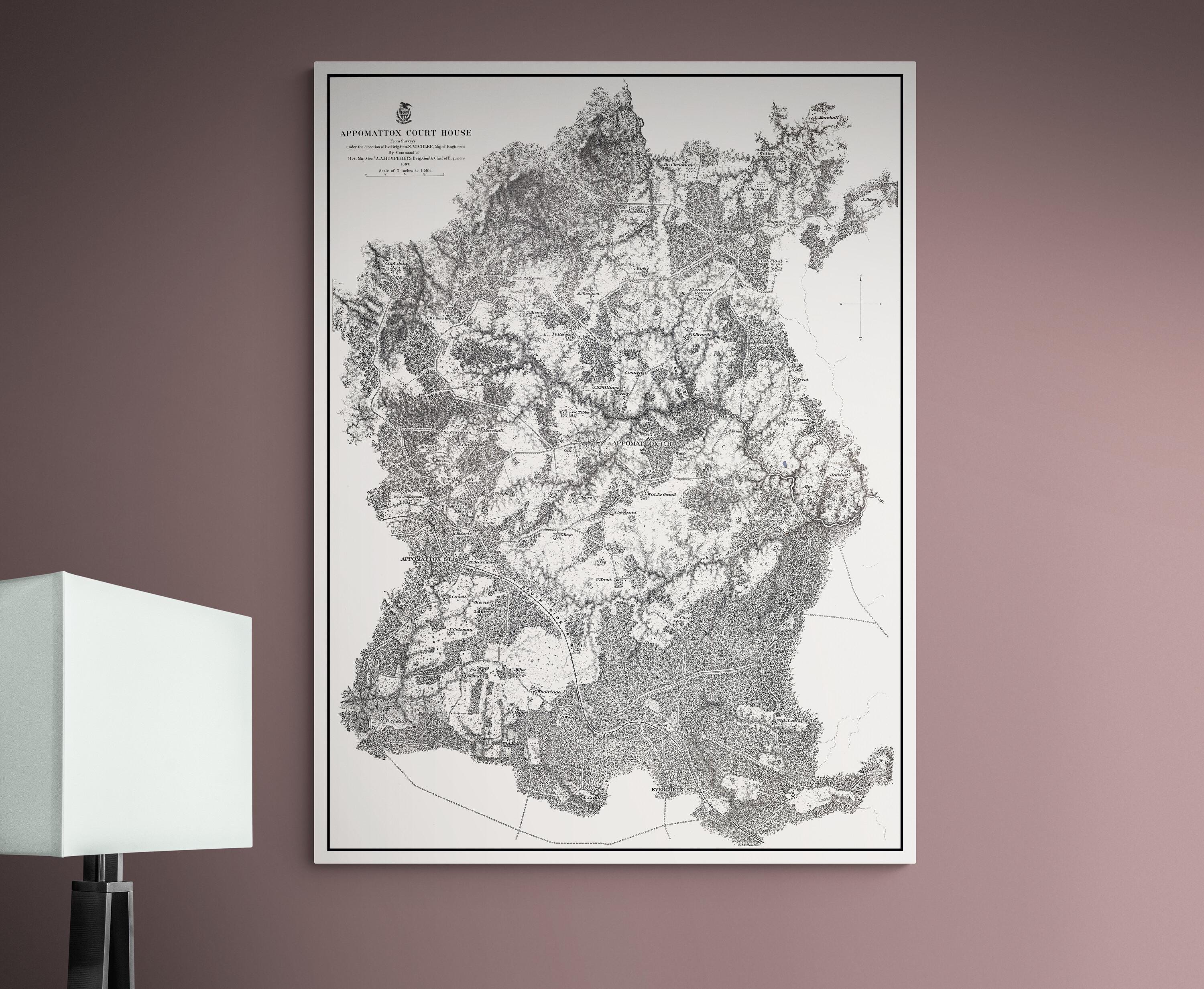 Wch Map Rieger Map of the 1865 Civil War Battle of Appomattox Court House – Virginia ...