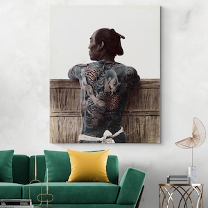 Irezumi Tattooed Man – 19th Century Japanese Body Art Photo Print | Traditional Tattoo History Decor | Fine Cultural Art Poster