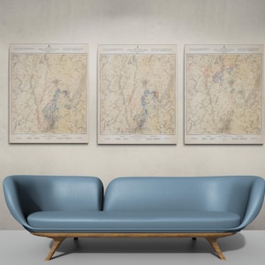 Slag bij Gettysburg, 1, 2 en 3 juli 1863 slagveldkaart set Amerikaanse burgeroorlog militaire geschiedenis decor Fine Art Print