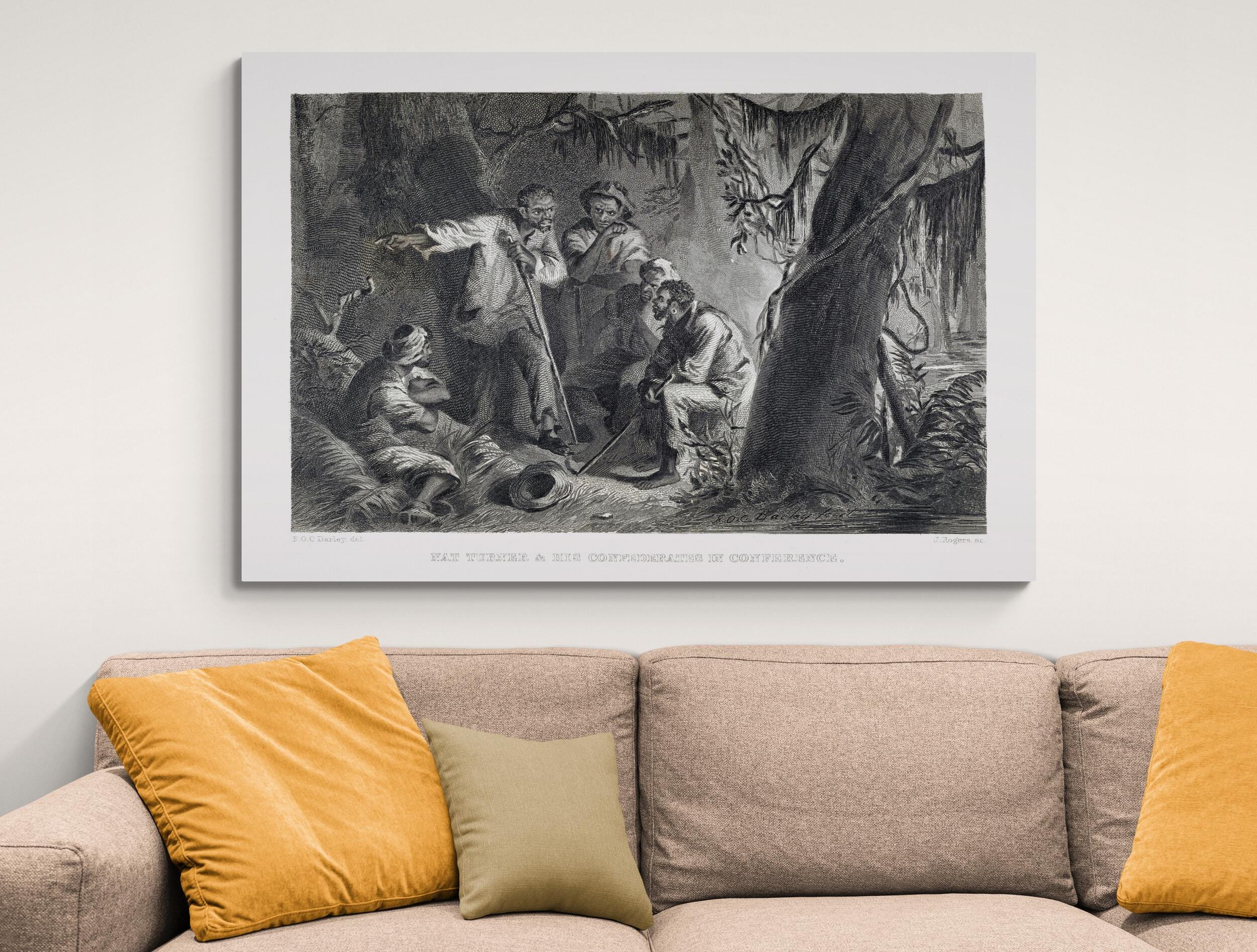 Nat Turner's Rebellion – Illustratie slavenopstand | 1831 Southampton Insurrection kunstafdruk | Kunst decor Afrikaans-Amerikaanse geschiedenis