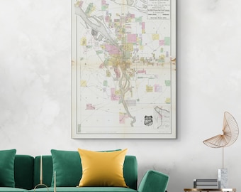 1889 Map of Portland Oregon – Historic Cartography Depicting Streets, Railroads, Bridges & Late 19th Century Urban Expansion