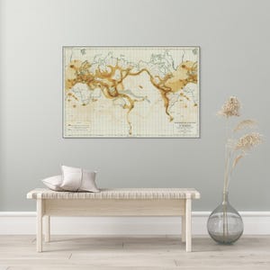 1857 Früheste seismographische Karte der Welt Geologische Erde Wissenschaft Geschichte Kartographie Seismographie Dekor Kunstdruck