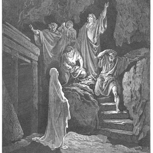 The Resurrection of Lazarus Gustave Dore Antique Christianity Engraving ...