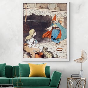 Cinderella and Her Fairy Godmother Illustration – 19th Century Fairy Tale Art | Storybook History Decor | Nursery Fine Art Print