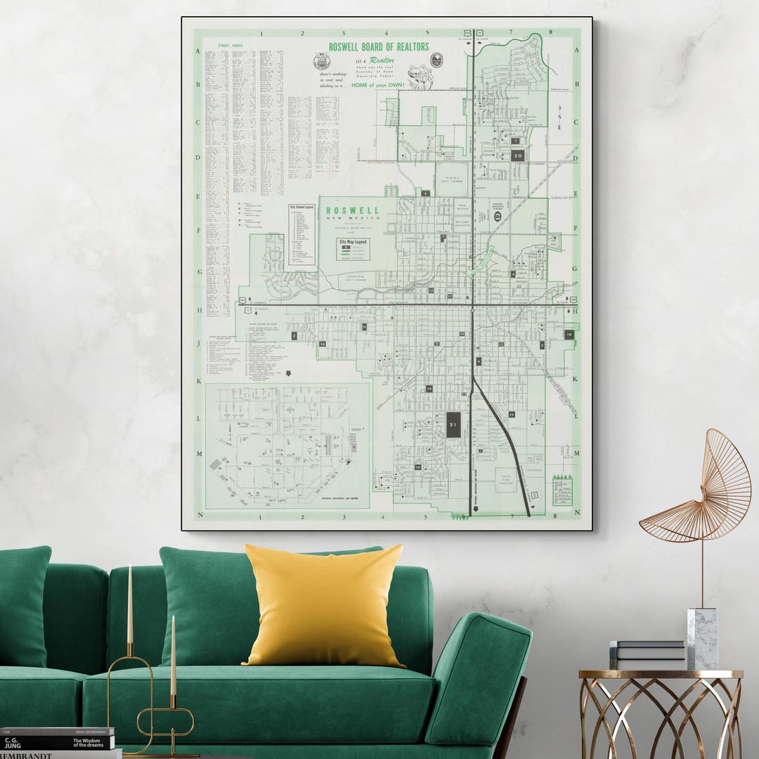 Rodwell Map Map of Roswell New Mexico β Historic Mid-20th Century Cartography ...