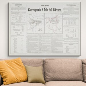 1858 Kaart van Sierra Gorda Territory en Isla del Carmen Mexico Centraal-Amerikaanse geografie Mexicaanse geschiedenis cartografie decor Fine Art Print