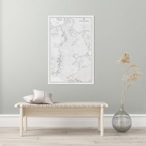 1860 Gezeitenkarte des Irischen Kanals Antike Marine Isle of Man Kartographie Dekor Fine Art Print