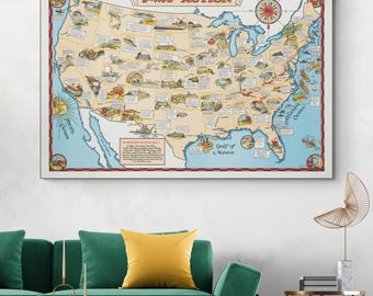 FDR New Deal-kaart openbare werken van de Verenigde Staten – jaren 30-kaart met WPA, infrastructuurprojecten, dammen, parken en wegen