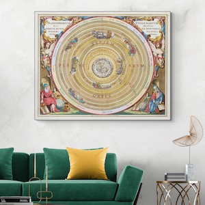 17e-eeuwse Andreas Cellarius hemelkaart Ptolemaeus Ptolemaeus geocentrisch model van het heelal astronomie geschiedenis decor Fine Art Print