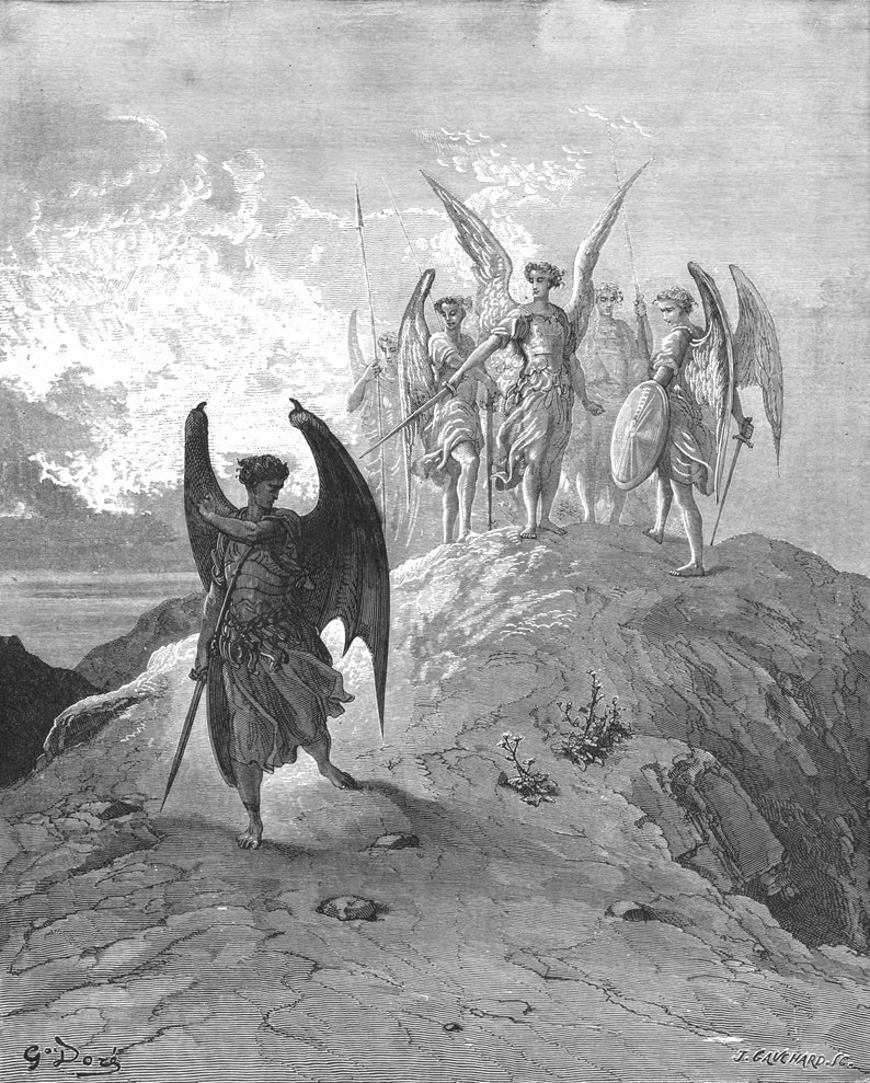 Archangel Michael Expelling Lucifer From Heaven Paradise Lost John 