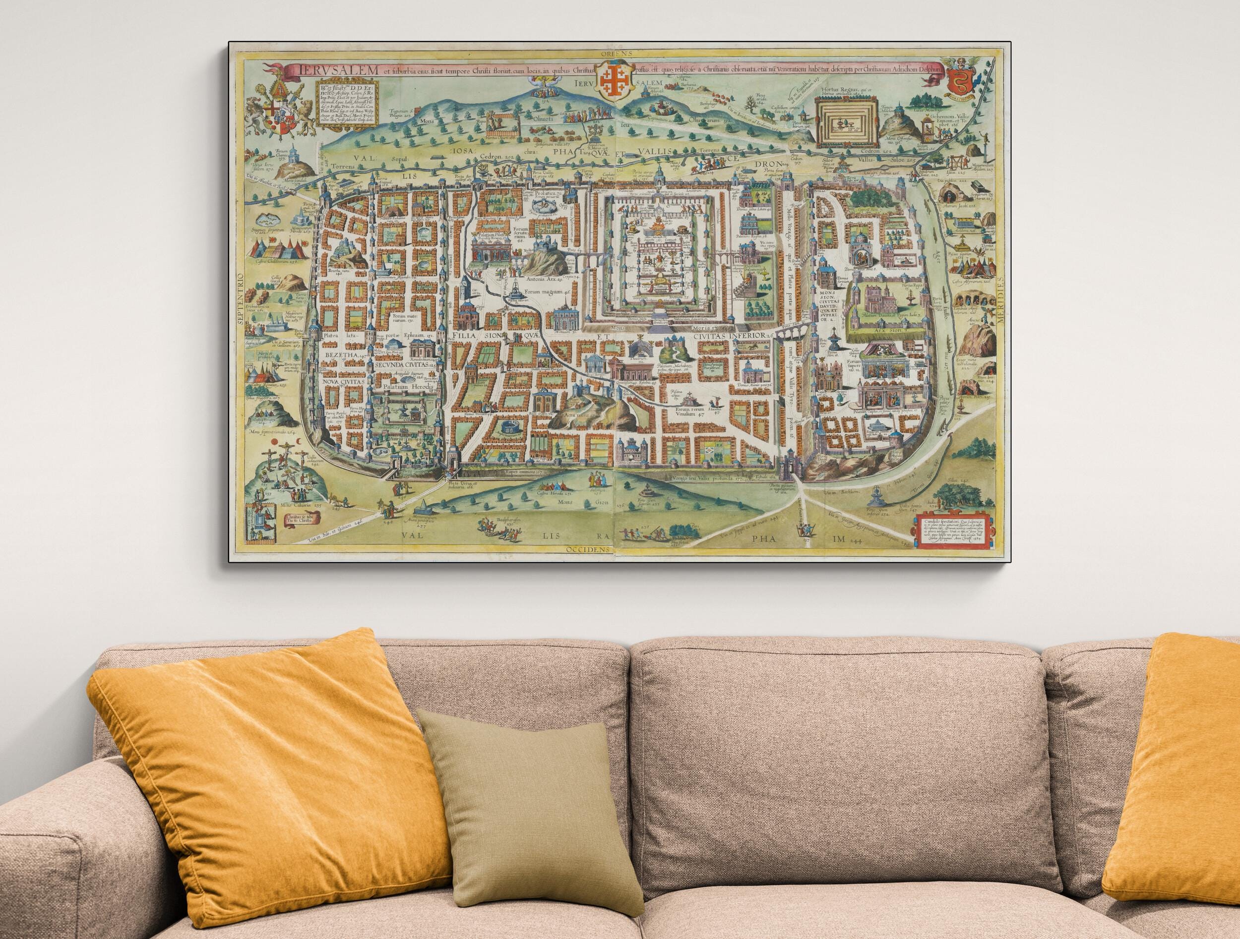 1584 Map of Ancient Jerusalem by Christian Van Adrichom – Historical ...