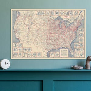 1930 Road Map of the United States American Automobile History