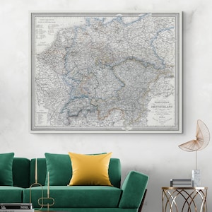 1886 Map of Germany – Detailed Imperial German Empire Era Cartography Showing Provinces, Railroads, Rivers, Cities & Political Boundaries