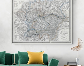 1886 Map of Germany – Detailed Imperial German Empire Era Cartography Showing Provinces, Railroads, Rivers, Cities & Political Boundaries