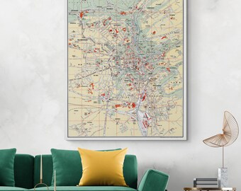1969 Luxembourg City Map – Historic Urban Map of the Capital Showing Fortifications, Street Layout, & Growth in Postwar European Development