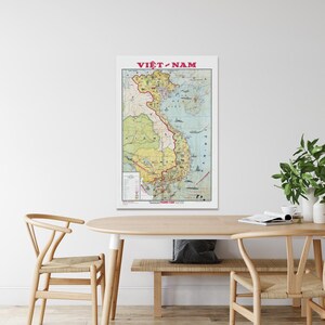 Mapa de Vietnam de 1949, Geografía asiática, Historia vietnamita, Cartografía, Decoración, Impresión artística