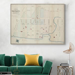 Carte de 1867 du quartier de Turtle Bay, Midtown East Manhattan, New York, décor d'histoire, cartographie de New York, impression d'art
