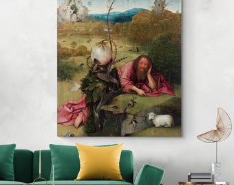 St. Johannes der Täufer in der Wüste von Hieronymus Bosch, um 1489 - Frühe niederländische religiöse Malerei der Weissagung, Einsamkeit und Glaube