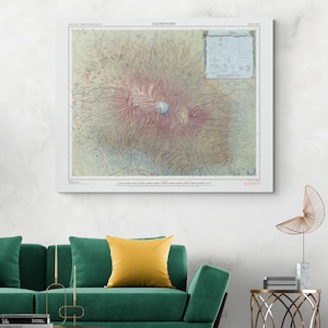 Topographical Map of Mount Kilimanjaro Tanzania – Detailed African Volcano Cartography Showing Elevation, Terrain, and Geographic Features