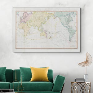 1782 Weltkarte, die die drei Reise-Reisen-Navigations-Geschichte Kartographie-Dekor-Kunst-Druck von Kapitän James COuch