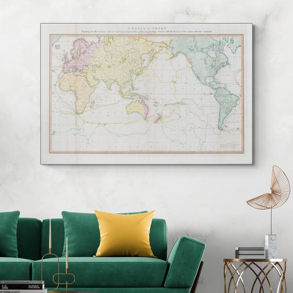 1782 World Map Showing Captain James Cook's Three Voyages – Global