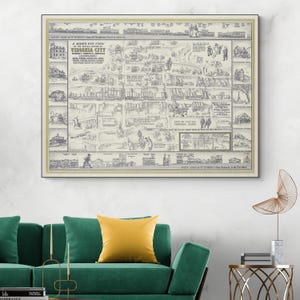 Pictorial Map of Virginia City Nevada – Illustrated Historic Mining Town Map Showing Streets, Landmarks & Comstock Lode Boomtown Legacy