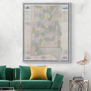 Mapa de La Tourrette de Alabama y Florida Occidental de 1856, Cartografía estadounidense anterior a la guerra, Historia, Decoración, Impresión de bellas artes