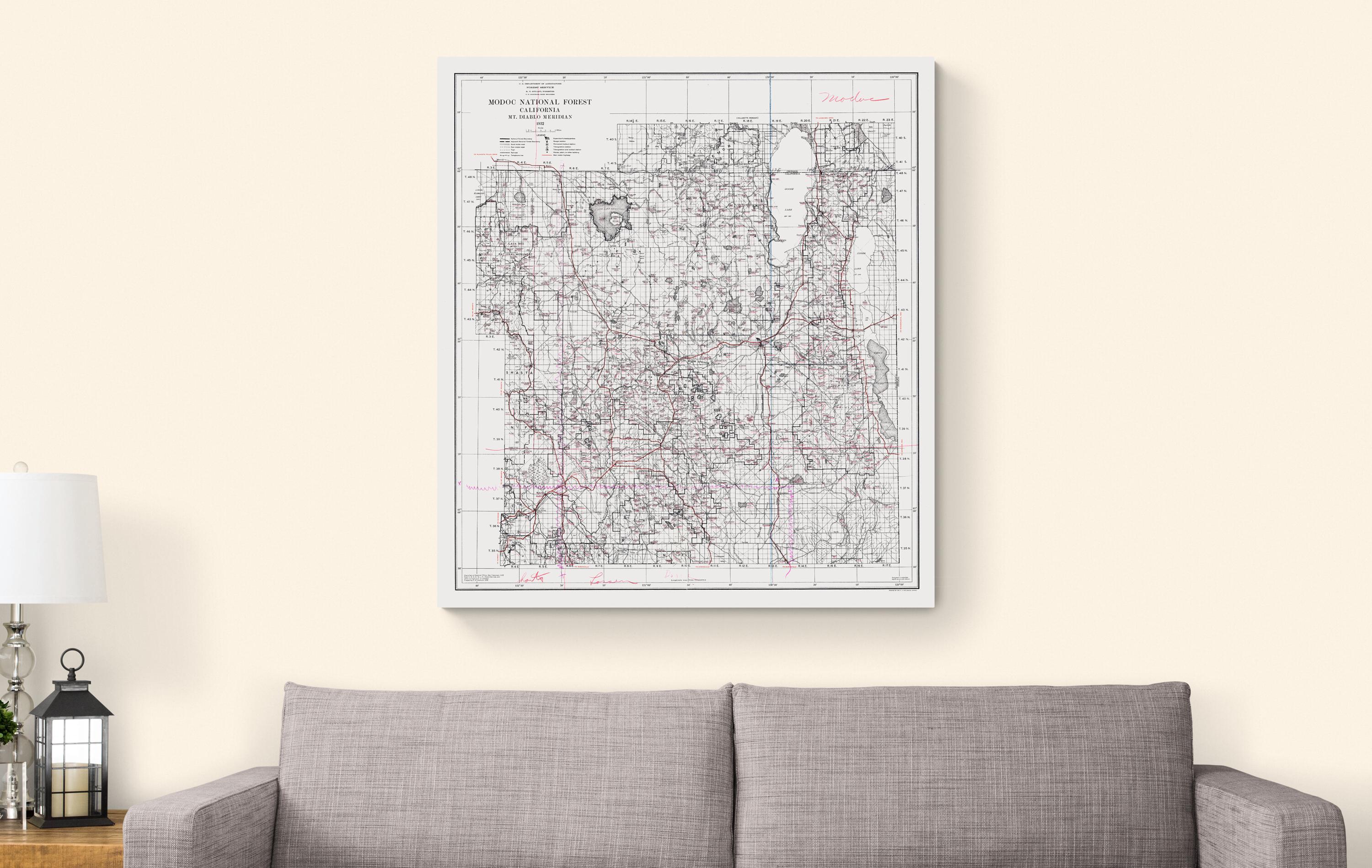 1932 Map of Modoc National Forest California – Historic Forestry Map ...