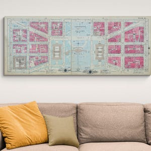 Mappa della Casa Bianca del 1930, Lafayette Square, Pennsylvania Avenue, Washington DC, stampa artistica della storia della capitale americana