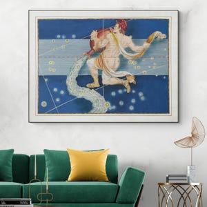 Illustration du zodiaque Verseau, XVIIe siècle, signe astrologique, constellation, décoration astrologique, impression d'art