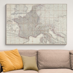 1813 Karte von Napoleonischem Frankreich Erstes Französisches Reich Kartographie Geschichte Dekor Fine Art Print